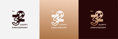 Logo 32th, 32 years happy anniversary, Creative design template for celebration, birthday, greeting and invitation. Editable fil clipart