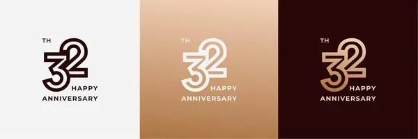 stock vector Logo 32th, 32 years happy anniversary, Creative design template for celebration, birthday, greeting and invitation. Editable fil