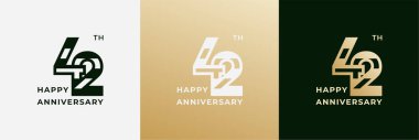 Logo 42th, 42 years happy anniversary, Creative design template for celebration, birthday, greeting and invitation. Editable fil clipart