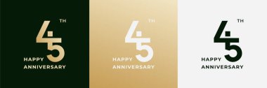 Logo 45th, 45 years happy anniversary, Creative design template for celebration, birthday, greeting and invitation. Editable fil clipart