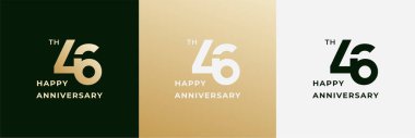 Logo 46th, 46 years happy anniversary, Creative design template for celebration, birthday, greeting and invitation. Editable fil clipart