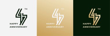 Logo 47th, 47 years happy anniversary, Creative design template for celebration, birthday, greeting and invitation. Editable fil clipart