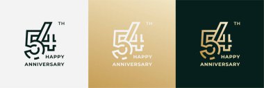 Logo 54th, 54 years happy anniversary, Creative design template for celebration, birthday, greeting and invitation. Editable fil clipart