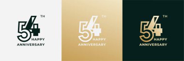 Logo 54th, 54 years happy anniversary, Creative design template for celebration, birthday, greeting and invitation. Editable fil clipart