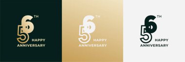 Logo 56th, 56 years anniversary, Creative design template for celebration, birthday, greeting. Editable file clipart