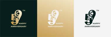 Logo 59th, 59 years happy anniversary, Creative design template for celebration, birthday, greeting and invitation. Editable file clipart