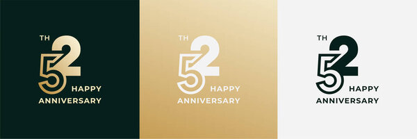 Logo 52th, 52 years happy anniversary, Creative design template for celebration, birthday, greeting and invitation. Editable fil