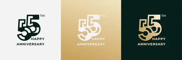 stock vector Logo 55th, 55 years anniversary, design template for celebration, birthday, greeting and invitation. Editable file