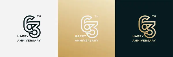 stock vector Logo 63th, 63 years happy anniversary, Creative design template for celebration, birthday, greeting and invitation. Editable fil