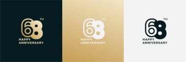 Logo 68th, 68 years happy anniversary, Creative design template for celebration, birthday, greeting and invitation. Editable fil clipart