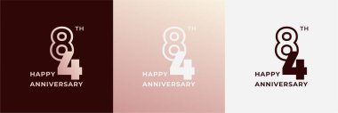 Logo 84th, 84 years happy anniversary, Creative design template for celebration, birthday, greeting and invitation. Editable fil clipart