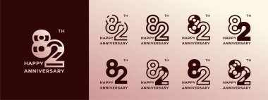 Logo 82th, years happy anniversary gold, Creative design template for celebration, birthday, greeting and invitation. Editable fil clipart