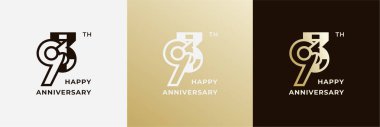 Logo 93th, 93 years happy anniversary, Creative design template for celebration, birthday, greeting and invitation. Editable fil clipart