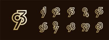 Logo 91-99, mutlu yıl dönümleri, kutlama, doğum günü, selamlama ve davetiye için yaratıcı tasarım şablonu. Düzenlenebilir dosya