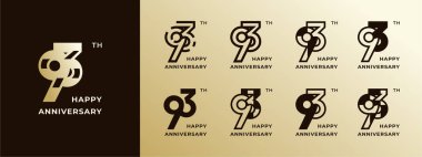 Logo 93th, years happy anniversary gold, Creative design template for celebration, birthday, greeting and invitation. Editable fil clipart