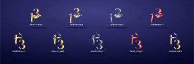Lüks Logo 13, 13. Şık yıl mutlu yıldönümleri, kutlama, doğum günü, selamlama ve davetiye için yaratıcı tasarım şablonu. Altın kolo