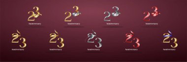 Lüks Logo 23, 23. Yıldönümünüz kutlu olsun, kutlama, doğum günü, selamlama ve davetiye için yaratıcı tasarım şablonu. Altın kolo