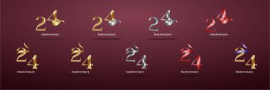 24, 24, 24. Lüks Logo mutlu yıldönümleri, kutlama, doğum günü, selamlama ve davetiye için yaratıcı tasarım şablonu. Altın kolo