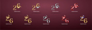 26, 26. Lüks Logo. Mutlu yıldönümleri. Kutlama, doğum günü, selamlama ve davetiye için yaratıcı tasarım. Altın kolo