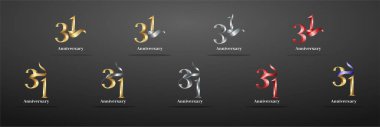 Lüks Logo 31, 31. Yıldönümünüz kutlu olsun, kutlama, doğum günü, selamlama ve davetiye için yaratıcı tasarım şablonu. Altın kolo