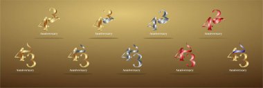 Luxury Logo 43th, 43th Elegant years happy anniversary, Creative design template for celebration, birthday, greeting and invitation. Gold colo clipart