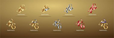Lüks Logo 46, 46. Mutlu yıllar, kutlama, doğum günü, selamlama ve davetiye için yaratıcı tasarım şablonu. Altın kolo