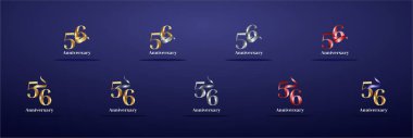 Lüks Logo 56, 56. Mutlu yıllar, kutlama, doğum günü, selamlama ve davetiye için yaratıcı tasarım şablonu. Altın kolo