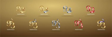 Luxury Logo 93th, 93th Elegant years happy anniversary, Creative design template for celebration, birthday, greeting and invitation. Gold colo clipart