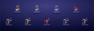 Lüks Logo 5, 5. Yıldönümünüz kutlu olsun, kutlama, doğum günü, selamlama ve davetiye için yaratıcı tasarım şablonu. Altın kolo