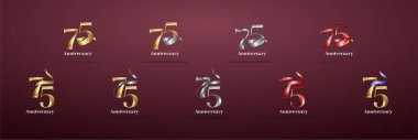 Lüks Logo 75, 75. Mutlu yıllar, kutlama, doğum günü, selamlama ve davetiye için yaratıcı tasarım şablonu. Altın kolo