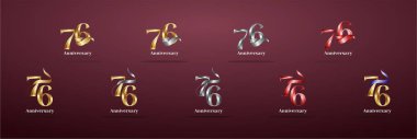 Lüks Logo 76. ve 76. yılların mutlu yıldönümleri, kutlama, doğum günü, selamlama ve davetiye için yaratıcı tasarım şablonu. Altın kolo
