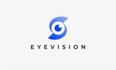 Logo Letter S and Eye Vision. Digital, visual with modern and minimalist concept. Editable file clipart