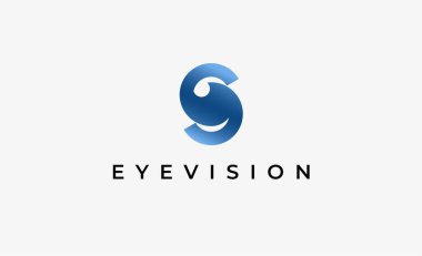 Logo Letter S and Eye Vision. Digital, visual with modern and minimalist concept. Editable file clipart