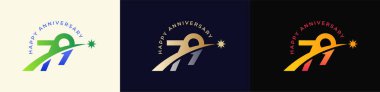 Logo Anniversary with Rising star 79th, 79th Happy Anniversary with Colorful Gradient, Luxury Gold and Silver clipart