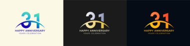 Logo Anniversary with Swoosh Sunrise  31th, 31th Happy Anniversary with Colorful Gradient, Luxury Gold and Silver clipart