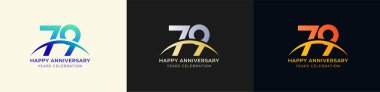 Logo Anniversary with Swoosh Sunrise 79th, 79th Happy Anniversary with Colorful Gradient, Luxury Gold and Silver clipart