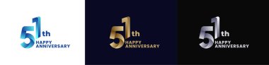 Abstract Twist Logo Anniversary 51th, 51th Happy Anniversary with Colorful Gradient, Luxury Gold and Elegant Silver. Editable fil clipart