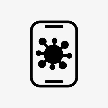 Virüslü ikon akıllı telefon. Teknoloji ve sistem konsepti, yarı katı stil