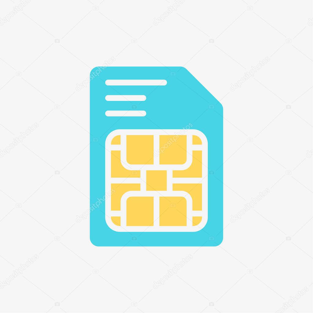 Flat Icon simcard smartphone. Technology and system concept, Flat Colorful style