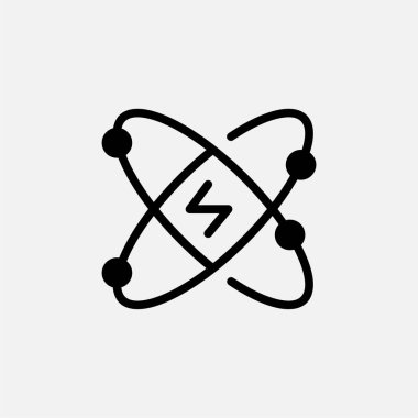 Atom Enerjisi ikon hattı, serbest enerji, ekoloji, yenilenebilir ve yeşil enerji kavramı. Doğrusal ve doğrusal resim simgesi.