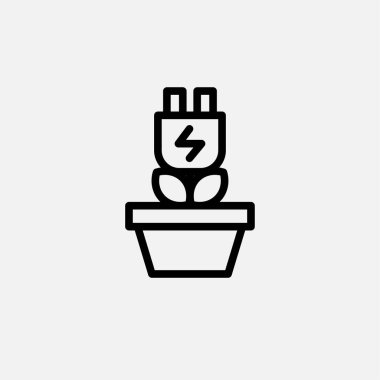 Bir saksı ikon hattı, bedava enerji, ekoloji, yenilenebilir enerji ve yeşil enerji konsepti. Doğrusal ve doğrusal resim simgesi.