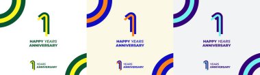 Logo Years Modern Line Colorful 1st, 1st Happy Anniversary with Colorful Line Stack, Minimalist and Modern. clipart