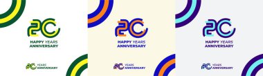 Logo Years Modern Line Colorful 20th, 20th Happy Anniversary with Colorful Line Stack, Minimalist and Modern. clipart