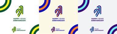 Logo Years Modern Line Colorful 91th, 91th Happy Anniversary with Colorful Line Stack, Minimalist and Modern. clipart