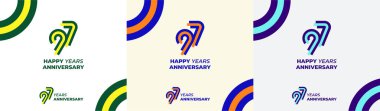 Logo Years Modern Line Colorful 97th, 97th Happy Anniversary with Colorful Line Stack, Minimalist and Modern. clipart