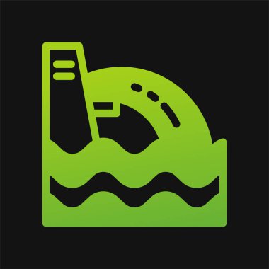 Su barajı sembolü kabartma rengi, serbest enerji, ekoloji, yenilenebilir ve yeşil enerji kavramı. Gradyan renk simgesi ile somut.