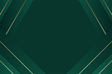 Altın çizgili yeşil perde arka planı. Modern ve zarif kavramlı soyut geometri arkaplanı.