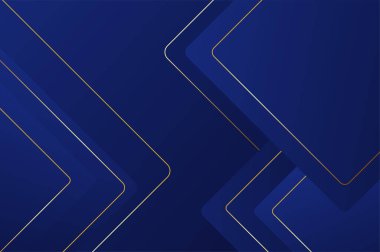 Lüks mavi yuvarlak dikdörtgen şekilli altın çizgili arka plan. Modern ve zarif kavramlı soyut geometri arkaplanı.