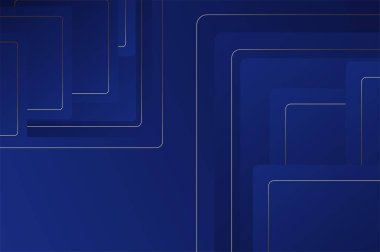 Lüks mavi yuvarlak dikdörtgen şekilli altın çizgili arka plan. Modern ve zarif kavramlı soyut geometri arkaplanı.