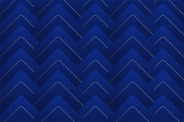 Lüks mavi yuvarlak üçgen, altın çizgili kusursuz desen. Modern ve zarif kavramlı soyut geometri kalıbı.